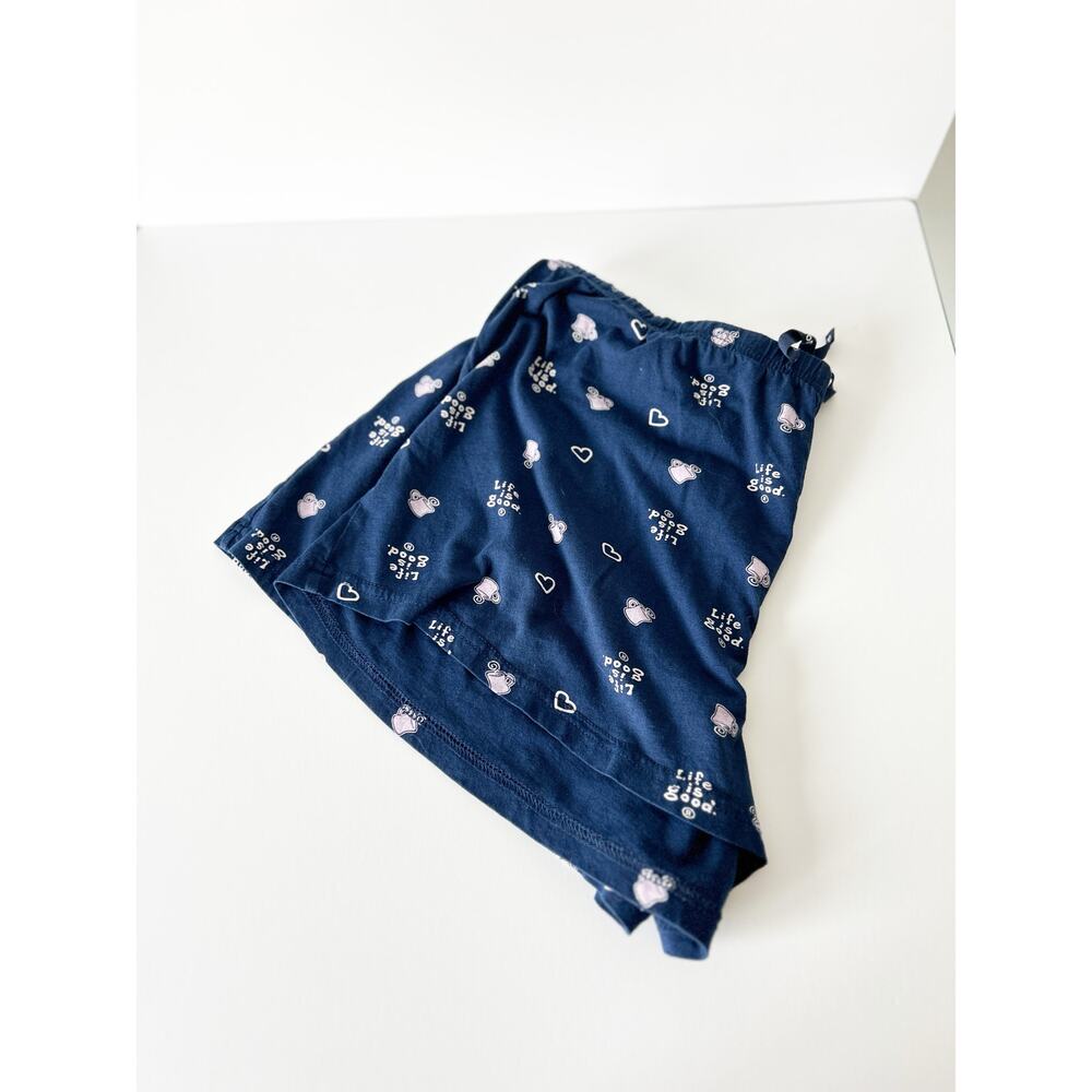 Life is Good Blue Coffee Print Sleep Shorts Extra Large